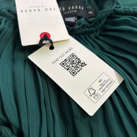 NEW Ted Baker Poppio Rope Detail Mini Dress Ruffle Rope Hunter Green Sz 6 Dainty - Picture 10 of 12